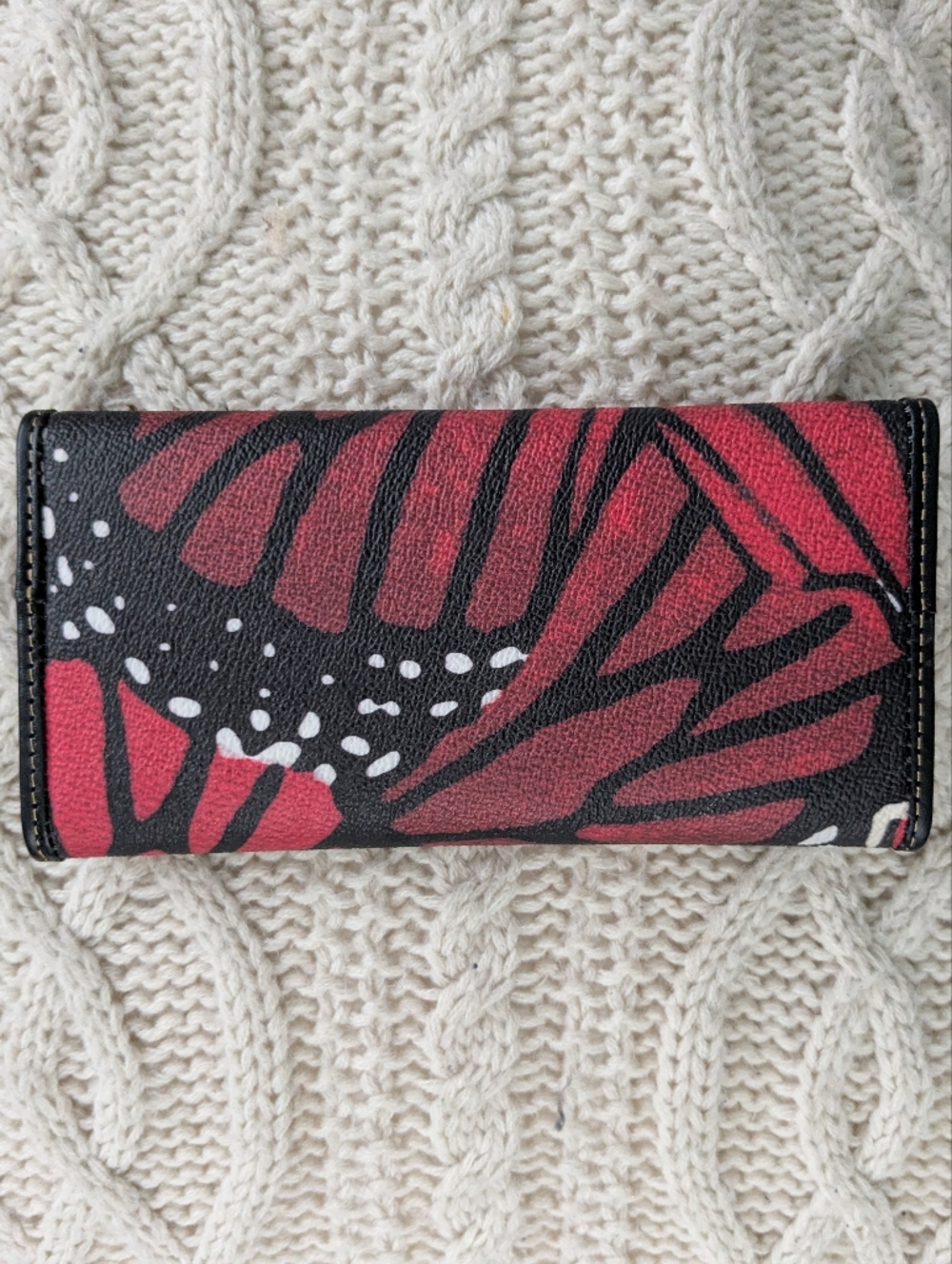 Pineda Covalin Monarch Butterly Red Leather Continental Wallet - Picture 2 of 7